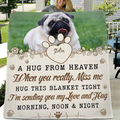 Personalized Memorial Pet Fleece Throw Blanket & Quilt - Upload Photo - Memorial Gift Idea For Pet Owners - A Hug From Heaven