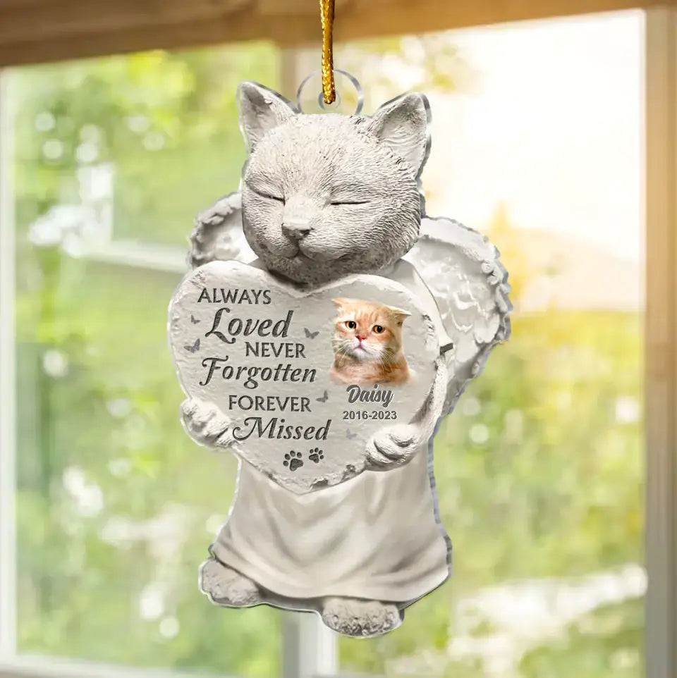 Personalized Memorial Acrylic Ornament - Memorial Gift Idea For Cat Lover - Upload Cat Photo