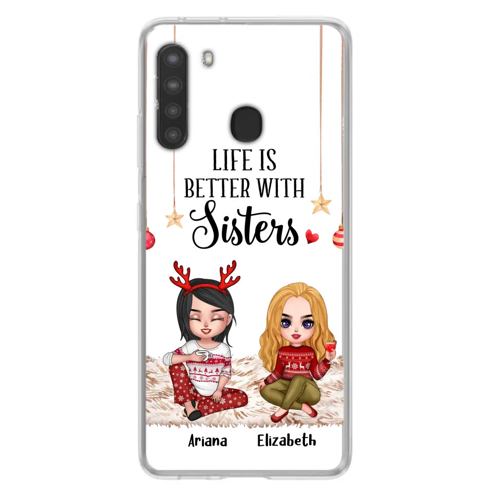 Personalized Besties Phone Case - Gift Idea For Friends/Sisters/Besties - Life Is Better With Sisters - Up to 5 People - Case For iPhone/Samsung