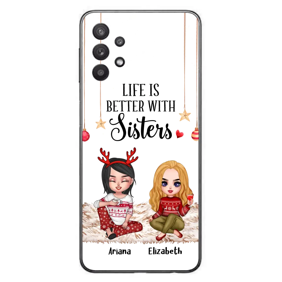 Personalized Besties Phone Case - Gift Idea For Friends/Sisters/Besties - Life Is Better With Sisters - Up to 5 People - Case For iPhone/Samsung