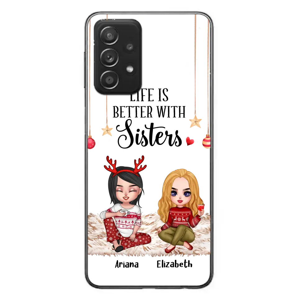Personalized Besties Phone Case - Gift Idea For Friends/Sisters/Besties - Life Is Better With Sisters - Up to 5 People - Case For iPhone/Samsung