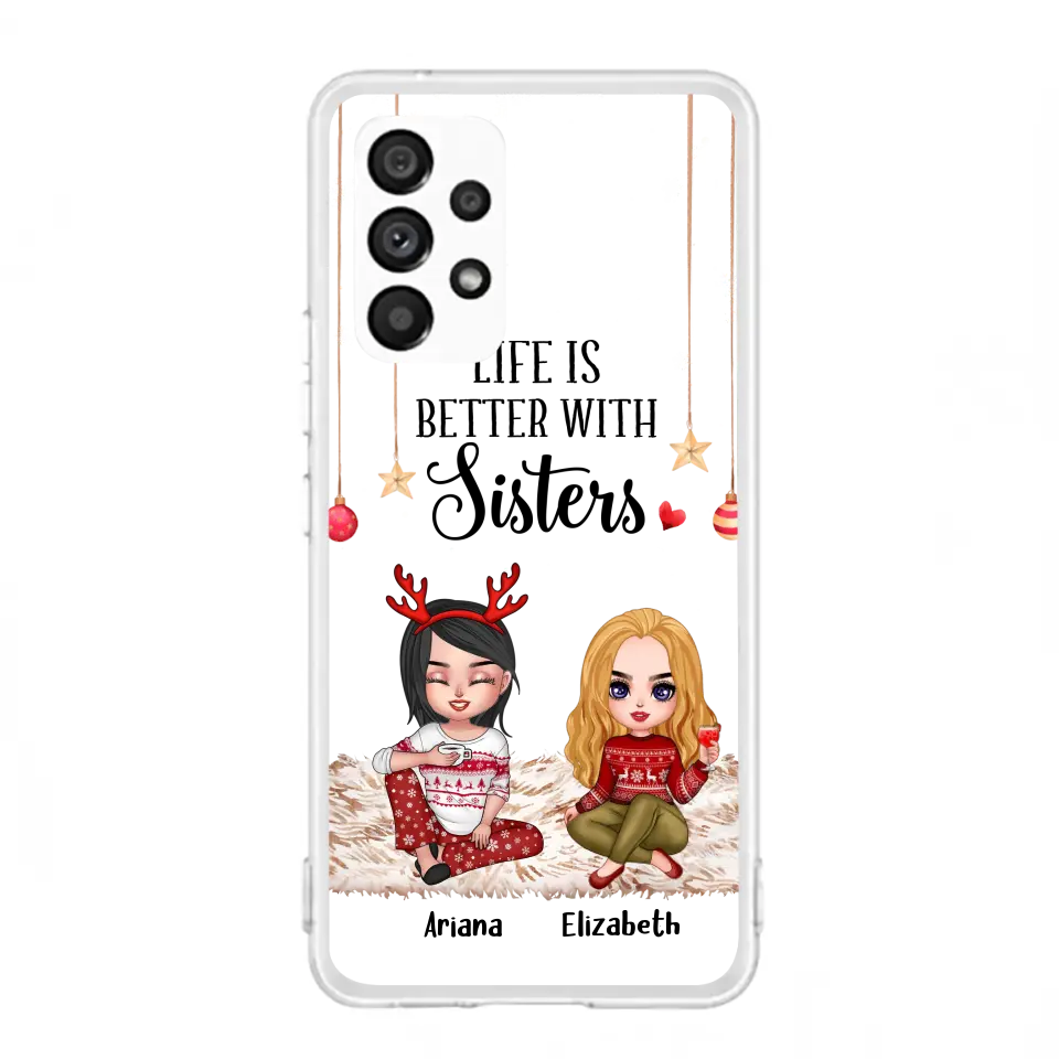 Personalized Besties Phone Case - Gift Idea For Friends/Sisters/Besties - Life Is Better With Sisters - Up to 5 People - Case For iPhone/Samsung