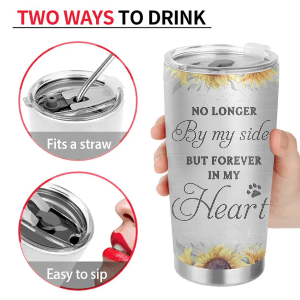 Custom Memorial Dog Mom Tumbler - Up to 4 Dogs - Memorial Gift Idea For Dog Owners - No Longer By My Side But Forever In My Heart