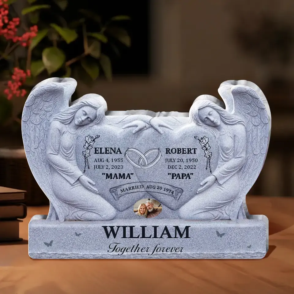 Personalized Memorial Couple Acrylic Plaque - Memorial Gift Idea For Parents Loss - Upload Photo - Together Forever