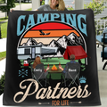 Personalized Camping Quilt/Fleece Throw Blanket - Gift Idea For Camping Lover - Up to 5 Kids 2 Pets - Camping Partners For Life