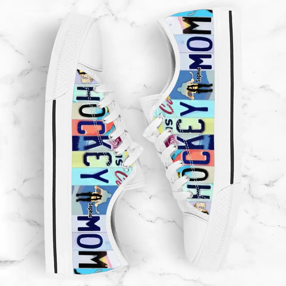 Custom Hockey Mom Canvas Sneakers - Gift Idea For Hockey