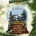 Personalized Camping Glitter Globe Acrylic Ornament - Couple/Parents With Up to 2 Kids And 3 Pets - Christmas Gift Idea For Camping Lovers - Making Memories One Campsite At A Time