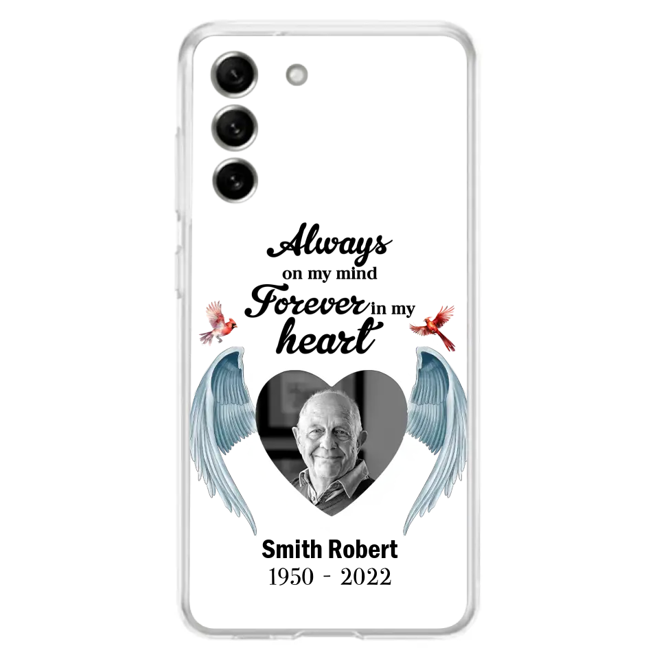 Custom Personalized Memorial Photo Phone Case - Gift Idea For Family - Upload Photo - Always On My Mind Forever In My Heart - Case For iPhone/Samsung