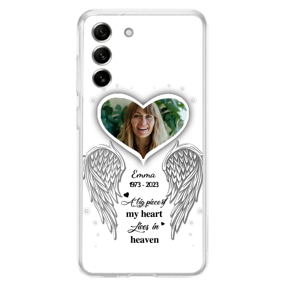 Personalized Memorial Photo Phone Case - Memorial Gift Idea For Family - A Big Piece Of My Heart Lives In Heaven - Case for iPhone/Samsung