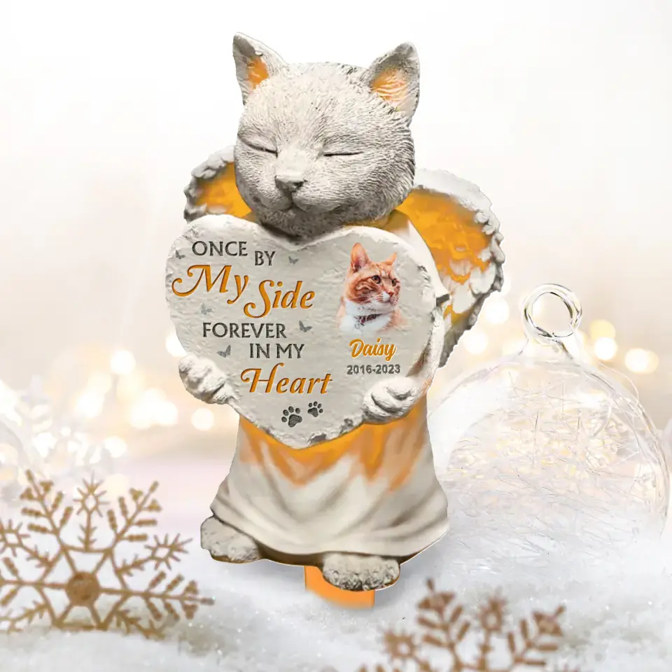 Personalized Memorial Cat Tree Topper - Upload Photo - Christmas Memorial Gift Idea for Cat Owners - Once By My Side Forever In My Heart