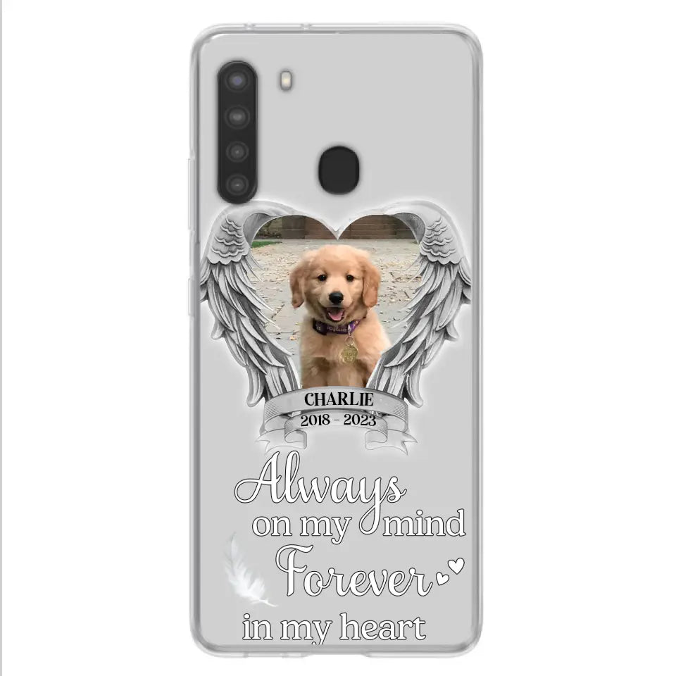 Personalized Memorial Phone Case - Upload Photo - Memorial Gift Idea For Pet Lover - Always On My Mind Forever In My Heart - Case For iPhone/Samsung