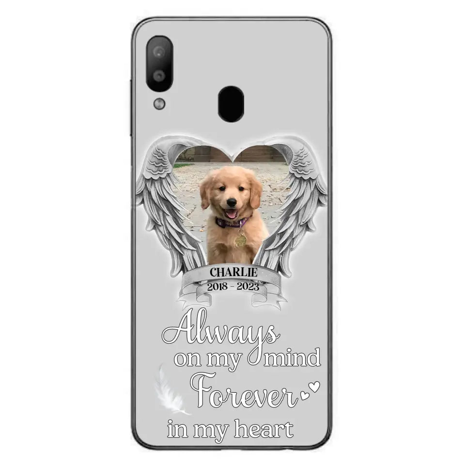 Personalized Memorial Phone Case - Upload Photo - Memorial Gift Idea For Pet Lover - Always On My Mind Forever In My Heart - Case For iPhone/Samsung