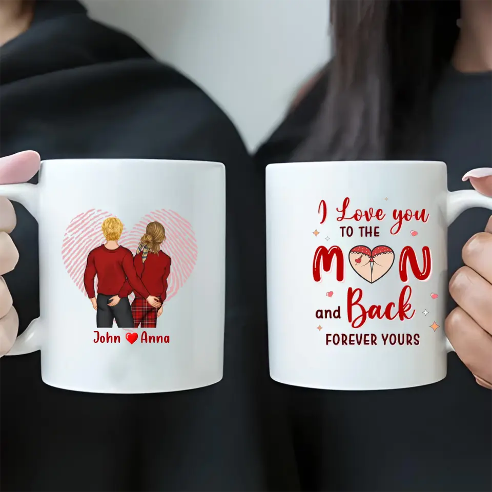 Personalized Couple Coffee Mug - Mother's Day Gift For Wife From Husband - I Love You To The Moon And Back