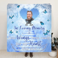 Personalized Memorial Quilt/Fleece Throw Blanket - Upload Photo - Memorial Gift Idea For Family Member - Your Wings Were Ready But My Heart Was Not