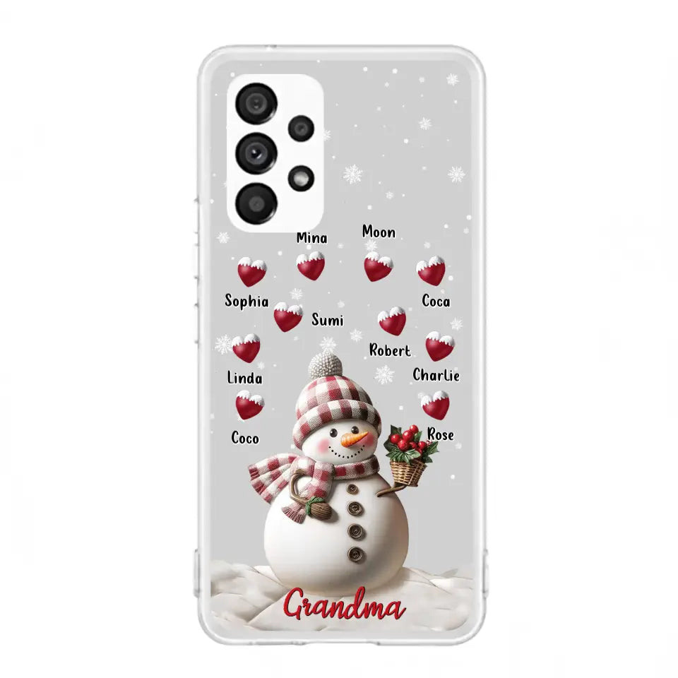 Custom Personalized Snowman Grandma Phone Case - Christmas Gift Idea For Grandma - Up to 10 Kids - Case For iPhone/Samsung