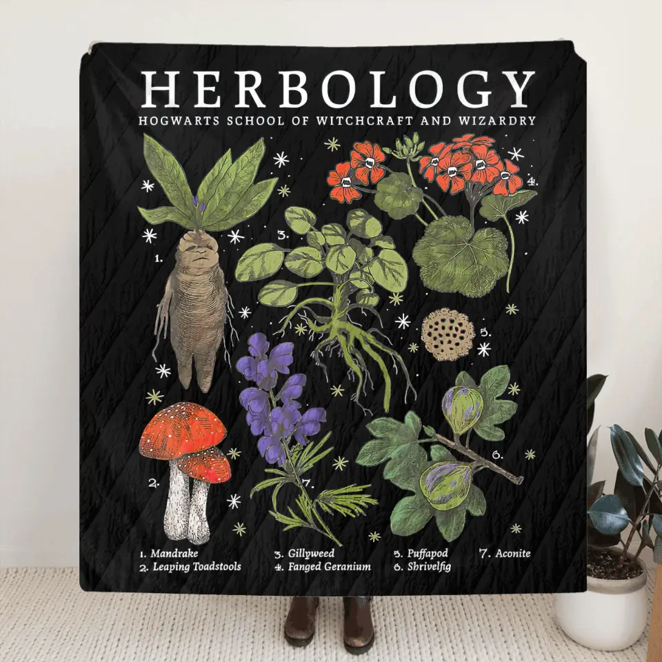 Personalized Herbology Fleece Throw Blanket & Quilt - Gift Idea For Friends/ Family Member/ Plant Lover