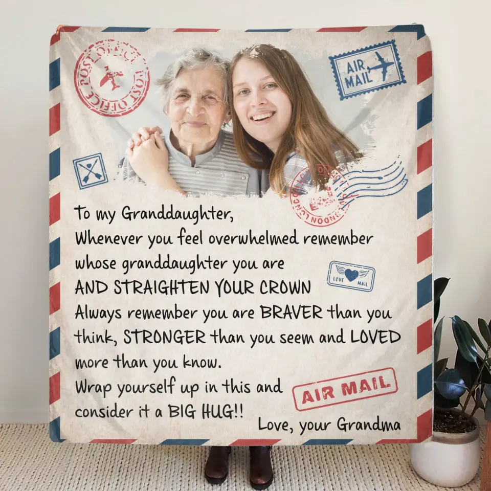 Personalized To My Granddaughter Quilt/Fleece Throw Blanket - Upload Photo - Wrap Yourself Up In This And Consider It A Big Hug