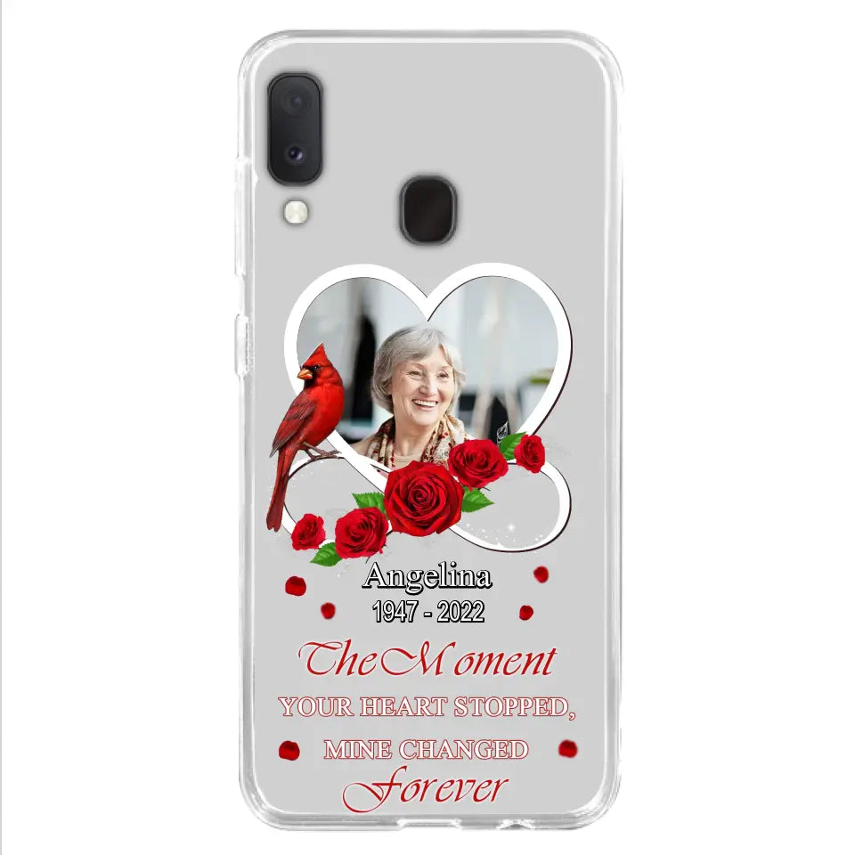 Custom Personalized Memorial Phone Case - Upload Photo - Memorial Gift Idea For Family Member - The Moment Your Heart Stopped Mine Changed Forever - Case For iPhone/Samsung