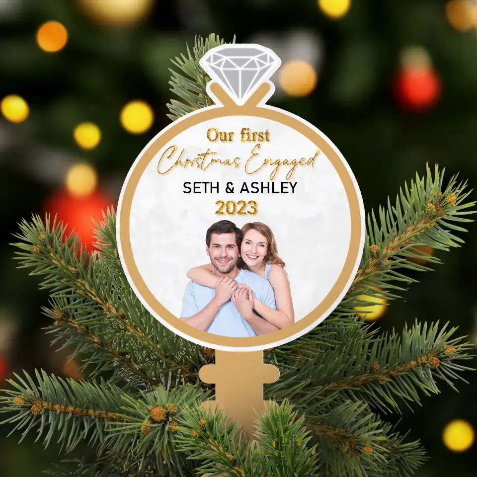 Custom Personalized Engagement Tree Topper - Upload Photo - Christmas 2026 Gift For Couple - Our First Christmas Engaged