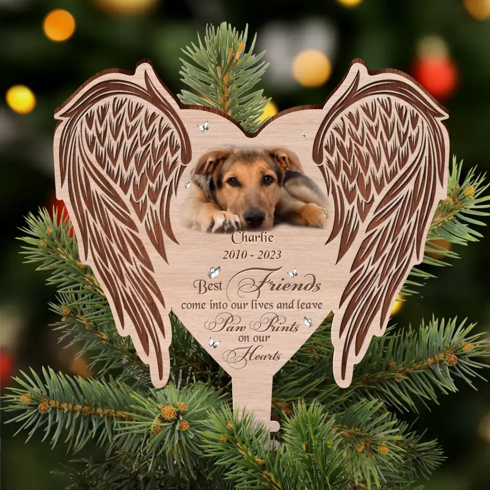 Personalized Memorial Photo Tree Topper - Memorial Gift Idea for Christmas - Best Friends Come Into Our Lives And Leave Paw Prints On Our Hearts