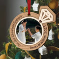 Personalized Couple Photo Wooden Ornament - Christmas Gift Idea for Couple - Our First Christmas Engaged/Married