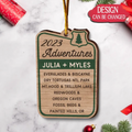 Personalized Adventures List Wooden Ornament - Christmas Gift Idea for Camping Lovers