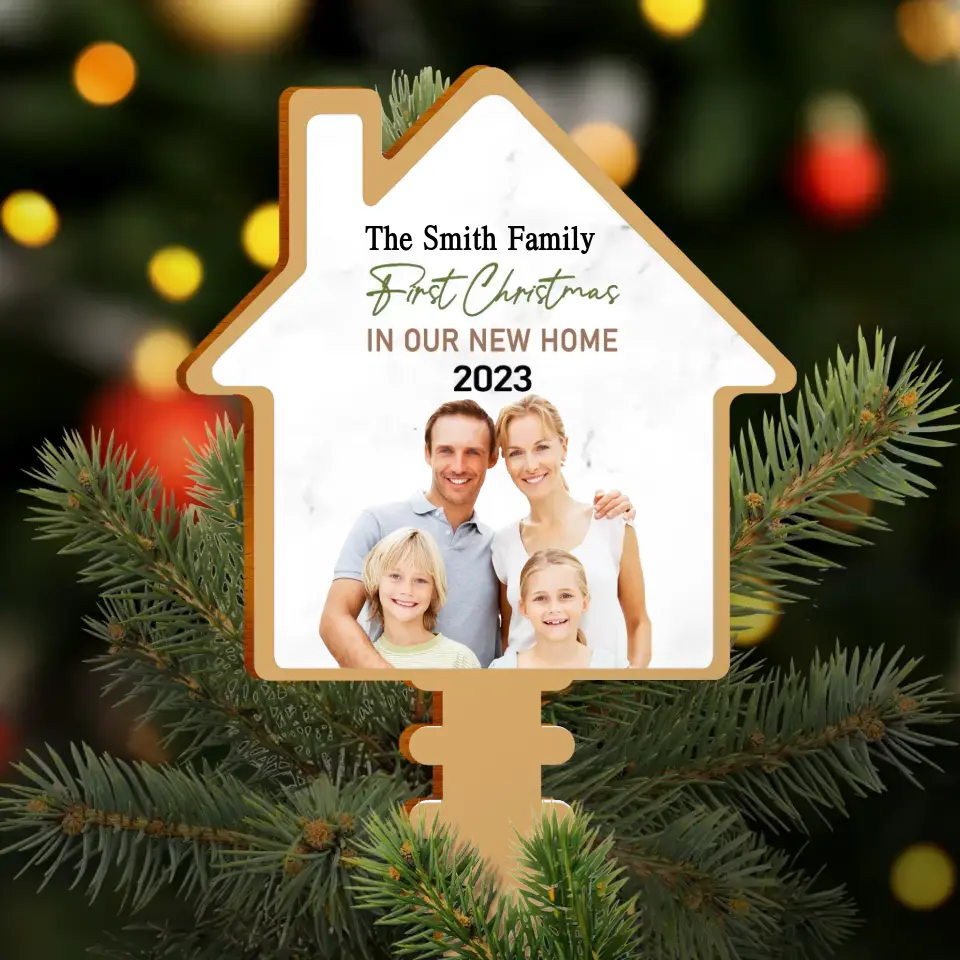 Personalized Family Tree Topper - Upload Photo - Christmas Gift For Couple/Family - First Christmas In Our New Home 2026