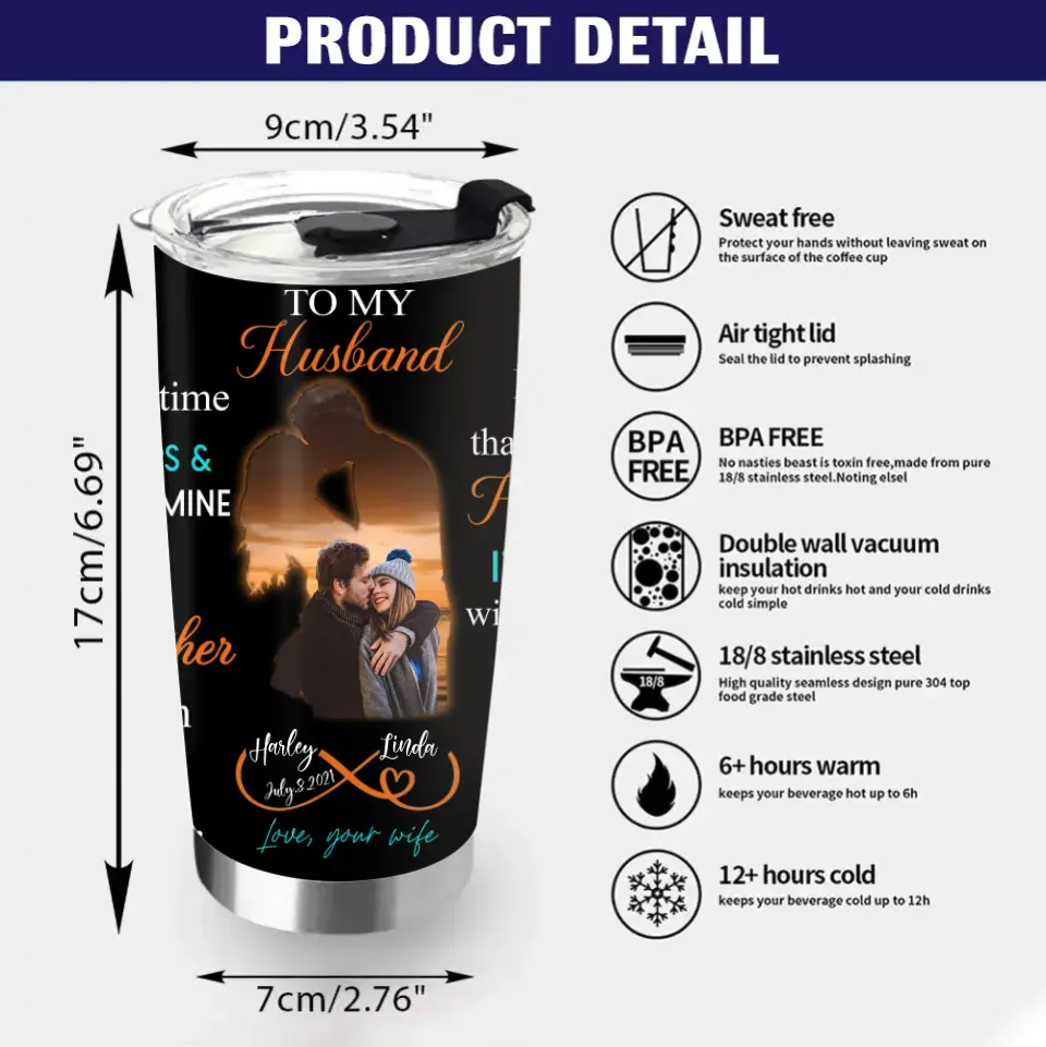 Personalized To My Husband Tumbler - Christmas Gift Idea For Couple/ Husband/ Wife - I Love You Forever & Always