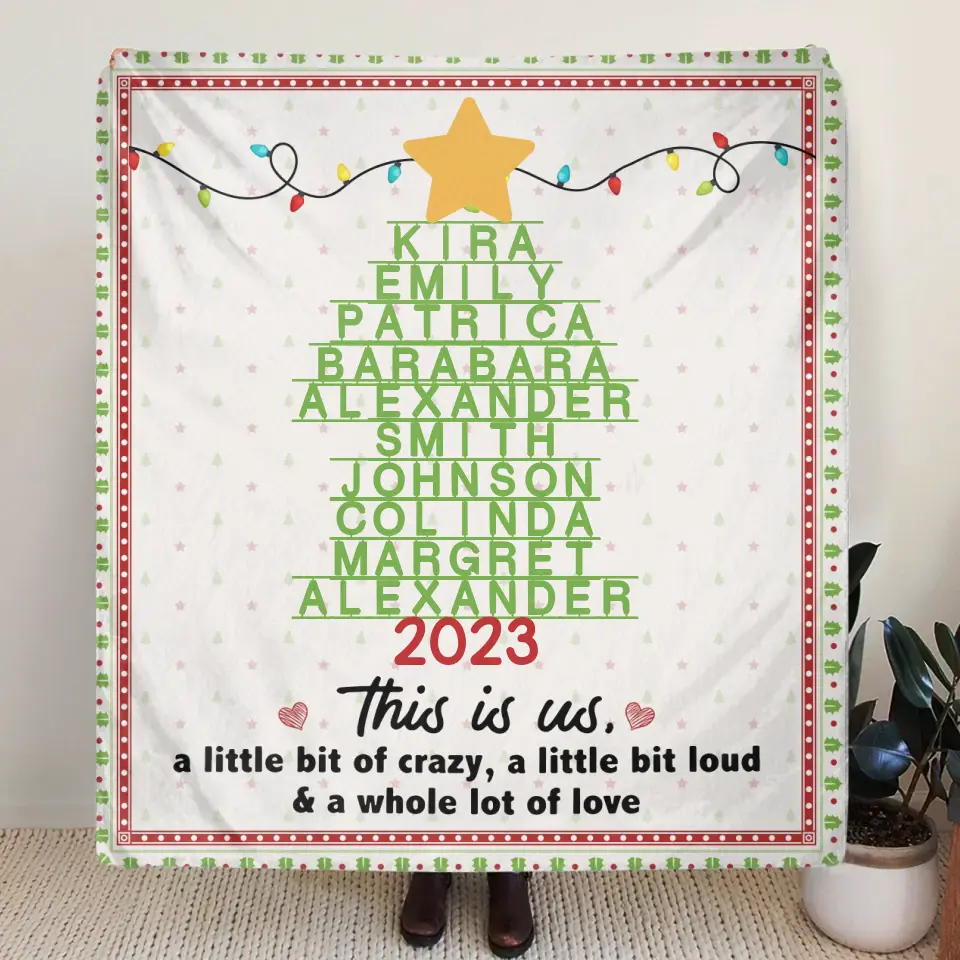 Personalized Family Christmas Tree Quilt/Fleece Throw Blanket - Gift Idea For Family/Christmas - This Is Us