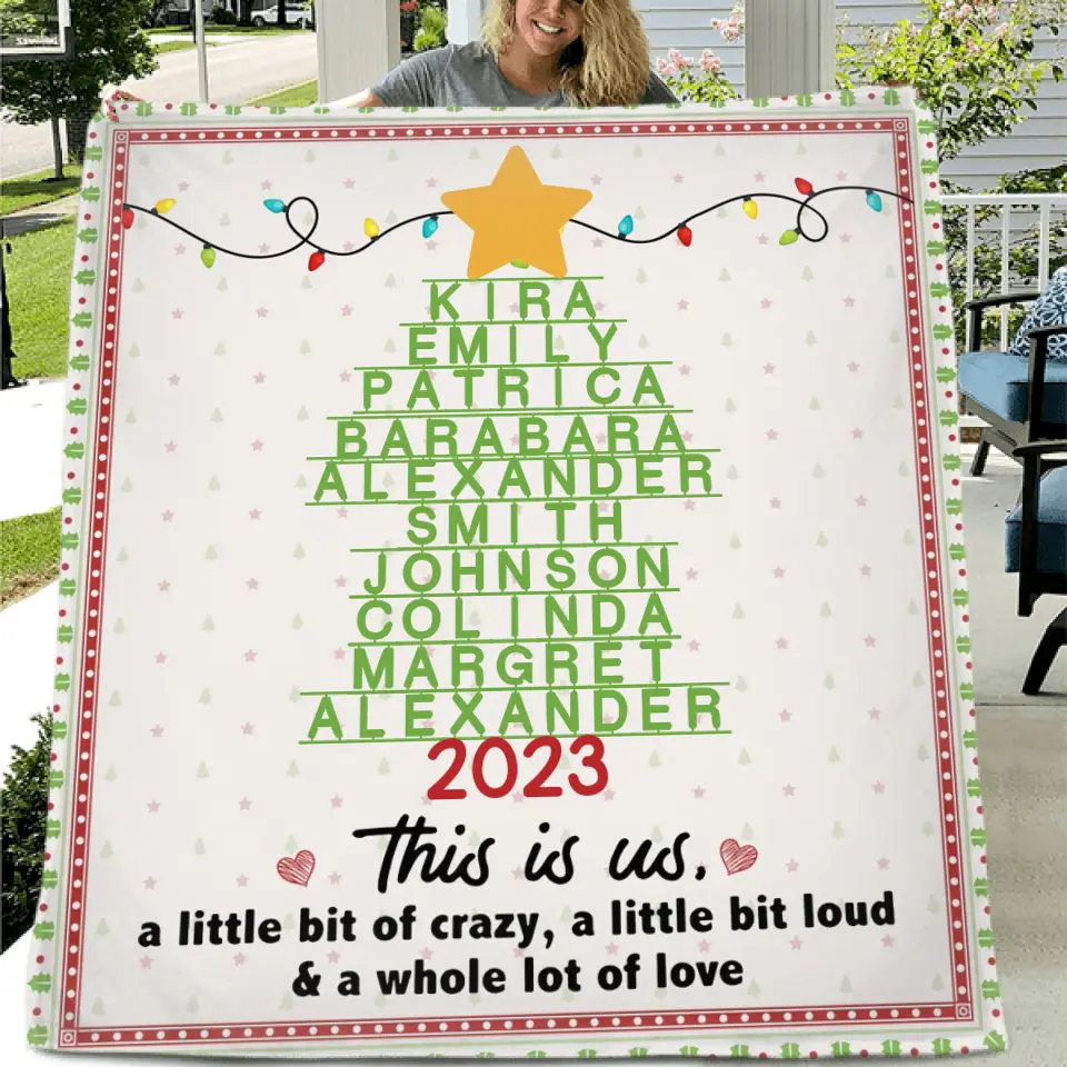 Personalized Family Christmas Tree Quilt/Fleece Throw Blanket - Gift Idea For Family/Christmas - This Is Us