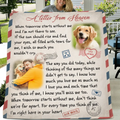 Personalized Memorial Pet Fleece Throw Blanket & Quilt - Upload Photo - Memorial Gift Idea For Pet Owners - A Letter From Heaven