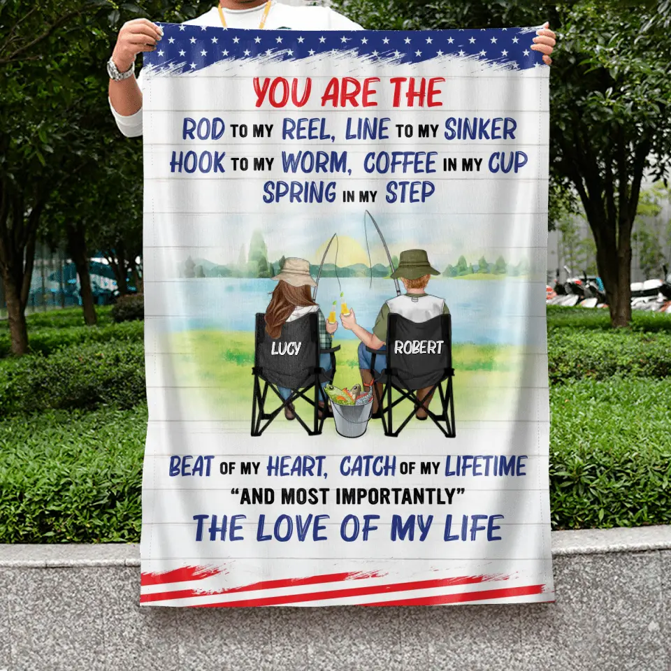 Personalized Fishing Couple Flag - Gift Idea for Couple - You Are The Rod To My Reel