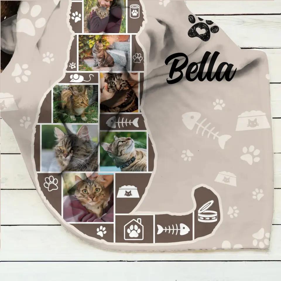Personalized Cat Photo Fleece Throw Blanket & Quilt - Upload Photo - Gift Idea for Cat Lovers