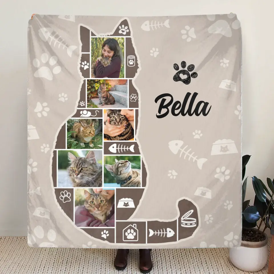 Personalized Cat Photo Fleece Throw Blanket & Quilt - Upload Photo - Gift Idea for Cat Lovers