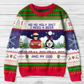 Personalized Christmas Dog Dad Sweater - Up to 3 Dogs - Christmas Gift Idea For Dog Lover - Ho Ho Holy Shit I Need A Beer And My Dog