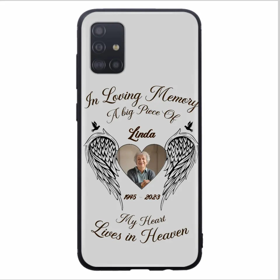 Custom Personalized Memorial Phone Case - Upload Photo - Memorial Gift Idea For Family Member/Pet Lovers - In Loving Memory A Big Piece Of My Heart Lives In Heaven