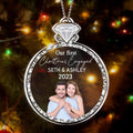Personalized Couple Acrylic Ornament - Upload Photo - Christmas 2026 Gift For Couple - Our First Christmas Engaged