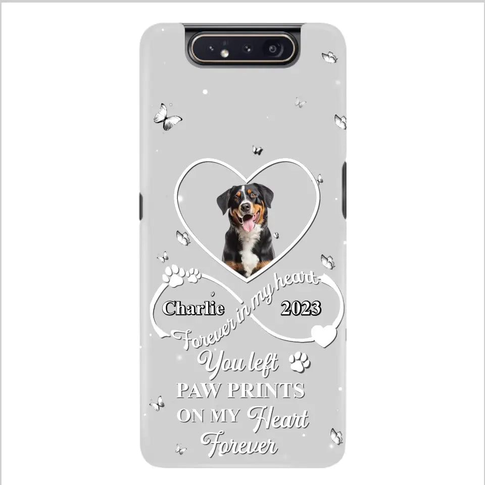 Personalized Memorial Phone Case - Upload Photo - Memorial Gift Idea For Pet Lover - You left paw prints on my heart forever - Case For iPhone/Samsung