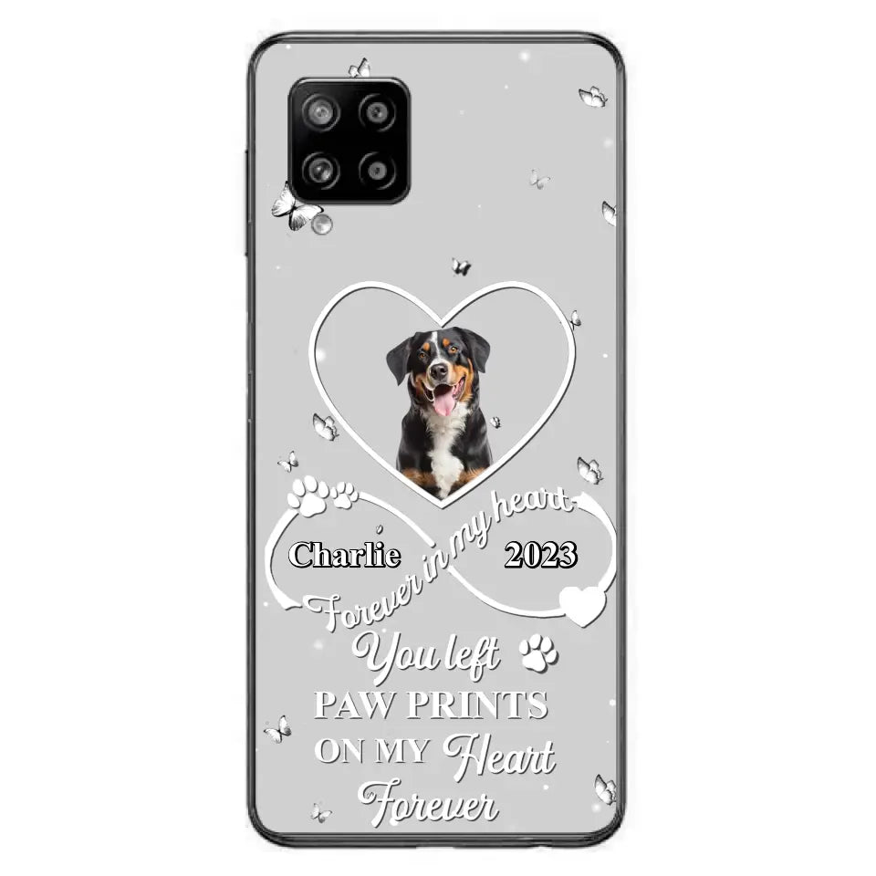 Personalized Memorial Phone Case - Upload Photo - Memorial Gift Idea For Pet Lover - You left paw prints on my heart forever - Case For iPhone/Samsung