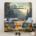 Personalized Yosemite Camping Quilt/Fleece Throw Blanket - Gift Idea For Couple, Camping Lovers, Family - Up to 5 Kids, 4 Pets - Fill Your Life With Adventures