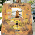 Personalized Memorial Photo Fleece Blanket/Quilt - Memorial Gift For Dog Loss - Waiting At The Door