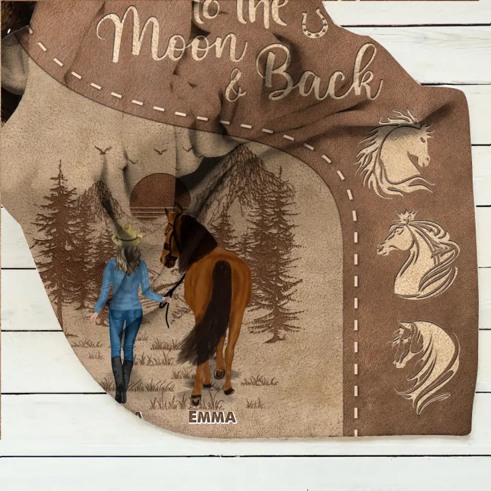 Personalized Horse Girl Quilt/Fleece Throw Blanket - Up to 4 Horses - Gift Idea For Horse Lover - Just A Girl Who Loves Horses