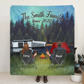 Personalized Camping Quilt/Fleece Throw Blanket - Gift Idea For Couple, Camping Lovers, Family - Up to 3 Kids, 3 Pets - The Family