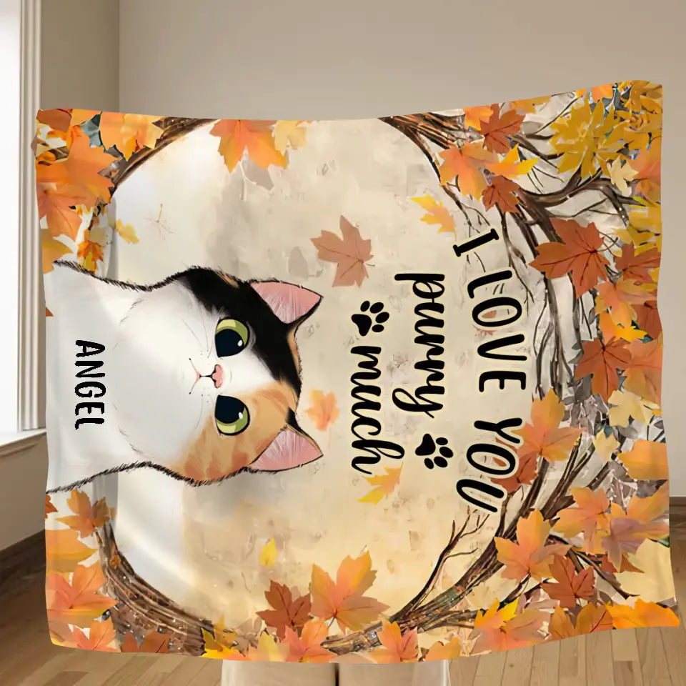 Personalized Cat Fleece Throw Blanket/Quilt - Gift Idea For Cat Lovers - Up to 6 Cats - I Love You Purry Much