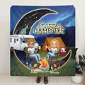 Personalized Camping Moon Night Chibi Quilt/Fleece Blanket - Couple With Up to 3 Dogs - Gift Idea For Camping Lover - Life Is Better Around The Campfire