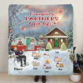 Personalized Christmas Camping Quilt/Fleece Throw Blanket - Adult/Couple With Up to 6 Pets - Christmas Gift For Dog/Cat Lover - Camping Partners For Life