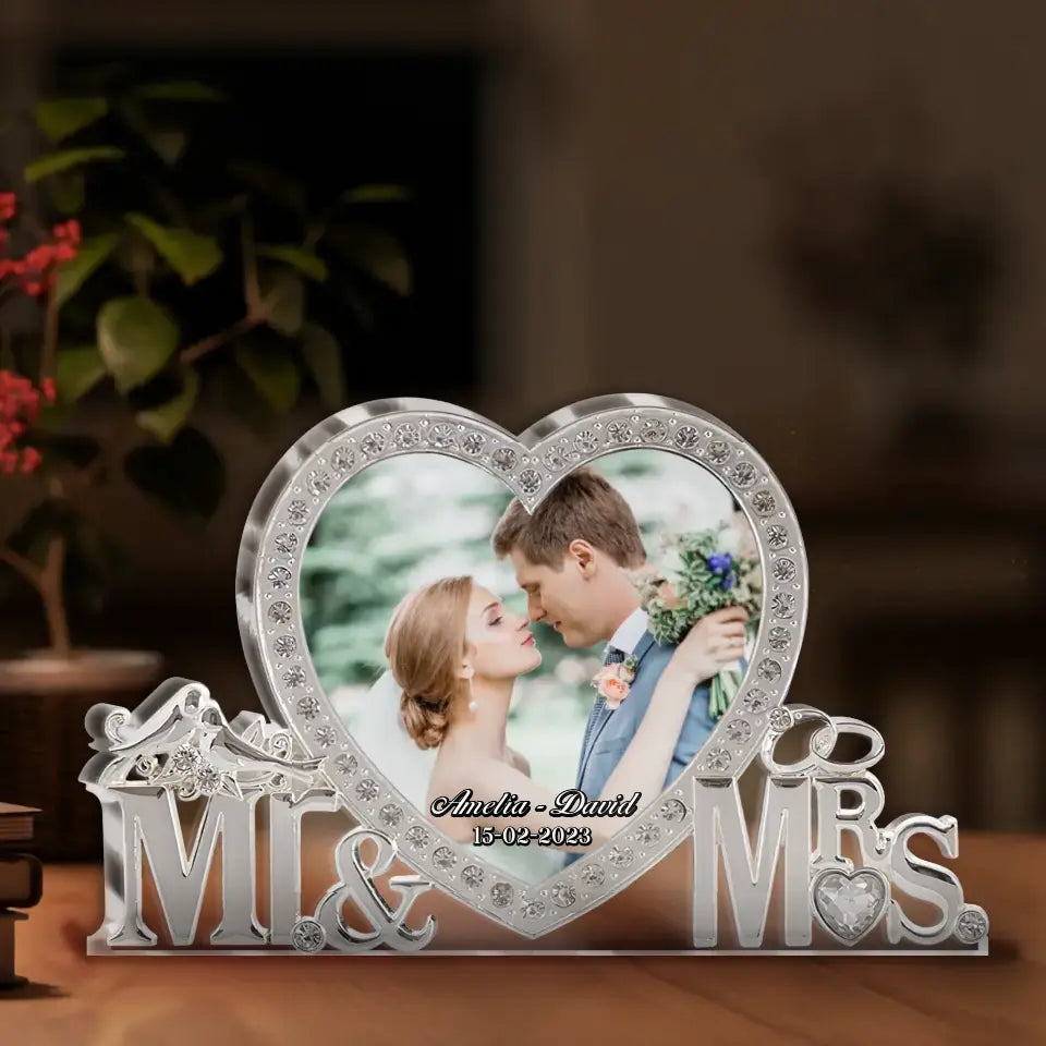 Personalized Mr & Mrs Couple Acrylic Plaque - Upload Photo - Anniversary/Wedding Gift For Couple