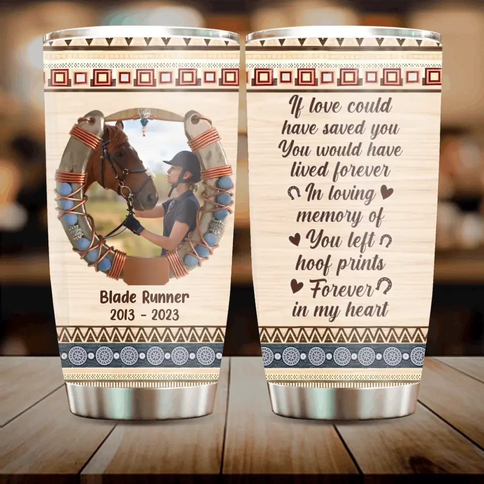 Personalized Memorial Horse Tumbler - Gift Idea For Horse Lovers/Owners - Upload Photo - If I Could Have One More Wish