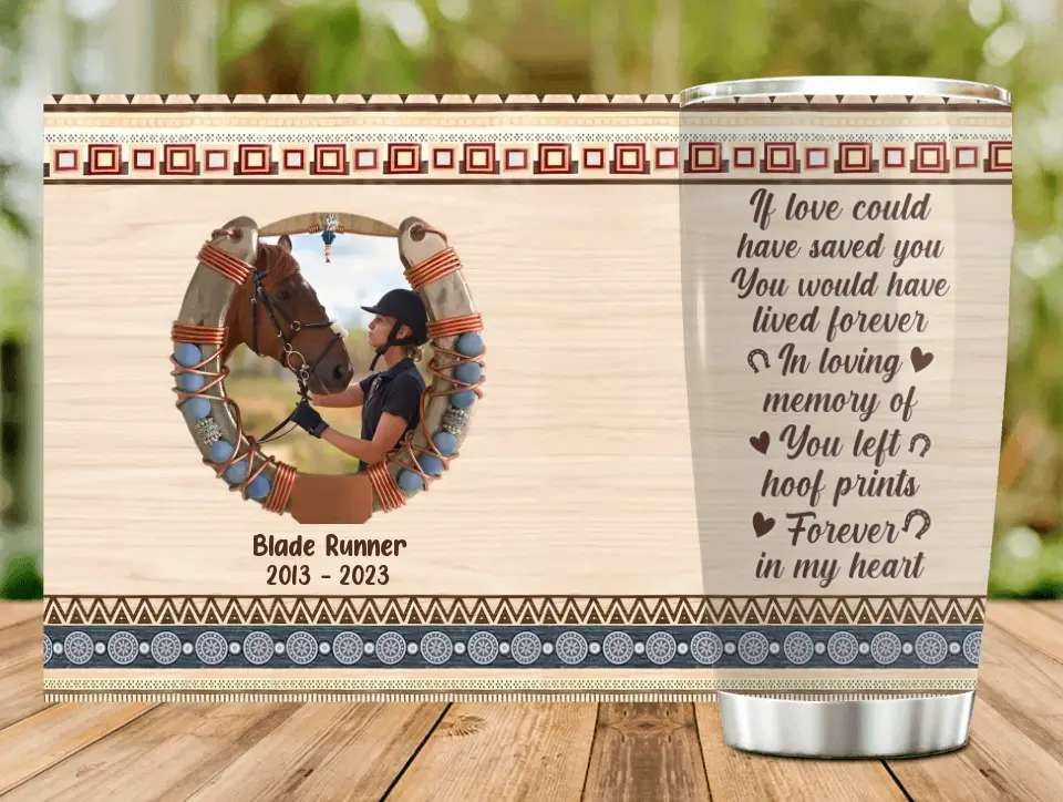 Personalized Memorial Horse Tumbler - Gift Idea For Horse Lovers/Owners - Upload Photo - If I Could Have One More Wish