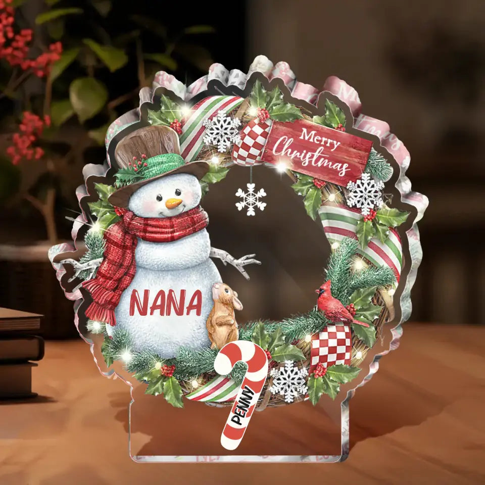 Personalized Nana Snowman Christmas Acrylic Plaque - Up to 10 Kids - Christmas 2026/Gift For Grandma/Mom - Merry Christmas